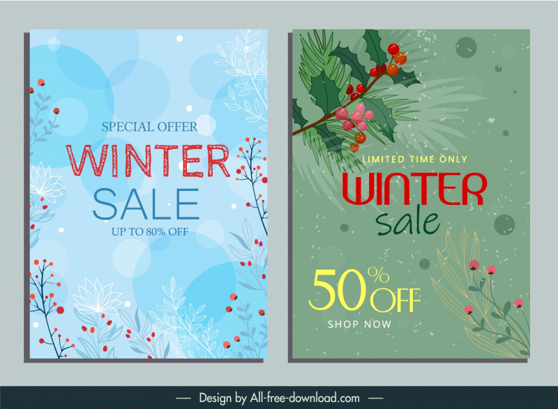 winter sale concept banner template elegant nature elements