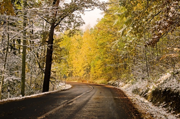 winter season road traveling