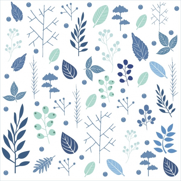 winter style background various leaves ornament repeating design