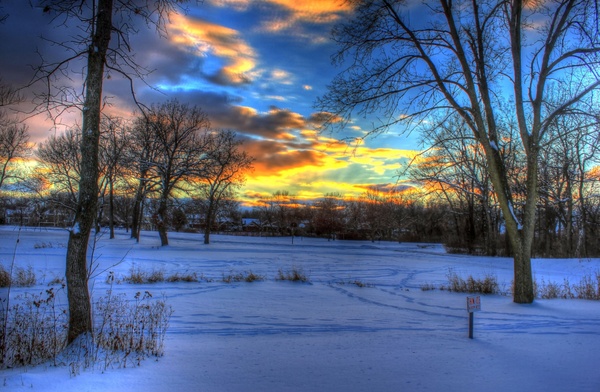 winter sunset in madison wisconsin
