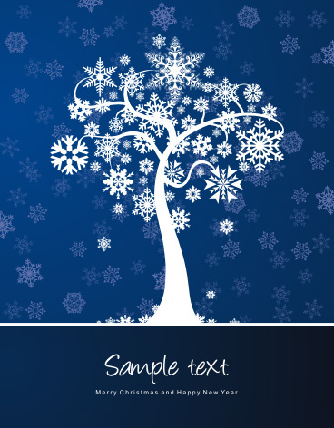 winter tree card vector graphic