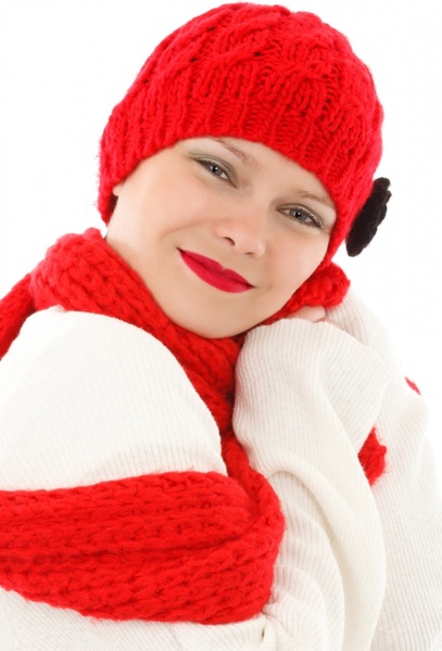 winter woman in red