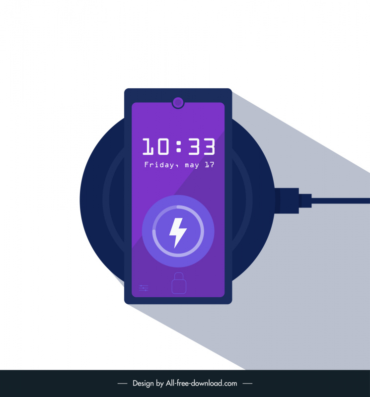 wireless charging icon modern dark elegant sketch