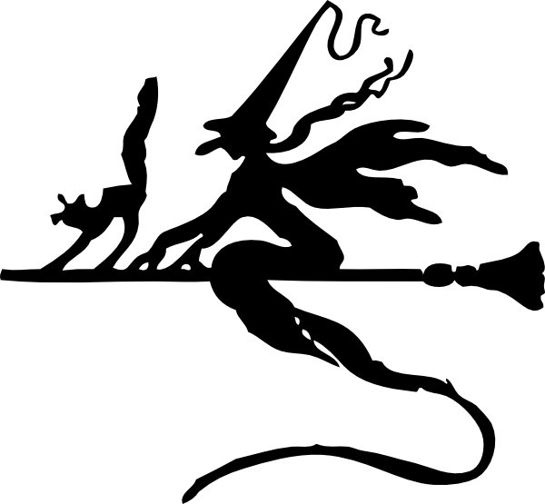 Witch On A Broom Stick clip art