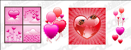 With texture of the heart-shaped elements vector material