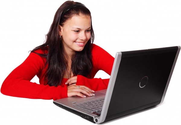 woman behind laptop