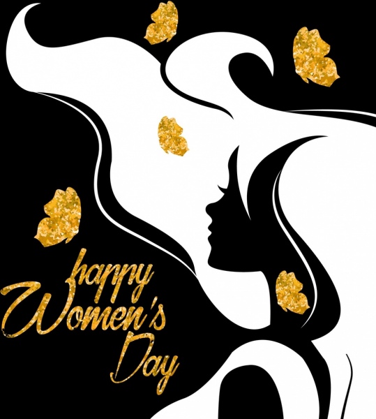 woman day banner woman icon glittering silhouette decoration