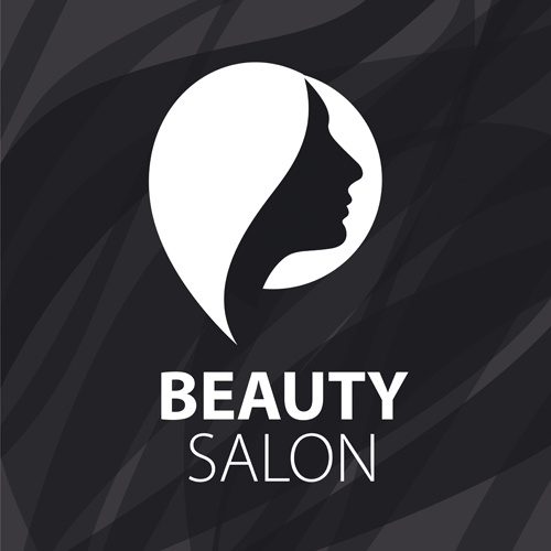 woman head with beauty salon logos vector