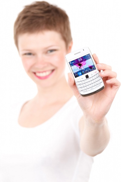 woman showing a cell phone