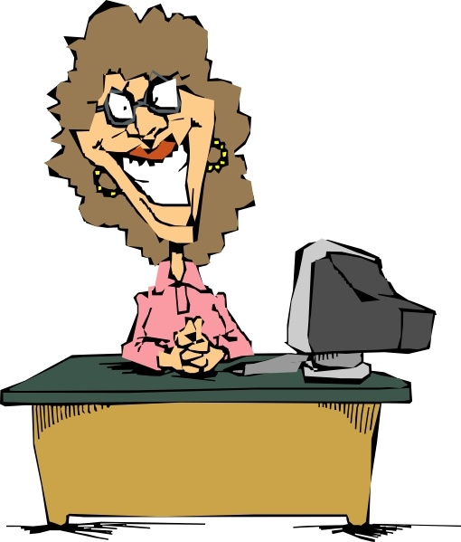 Woman Using A Computer clip art
