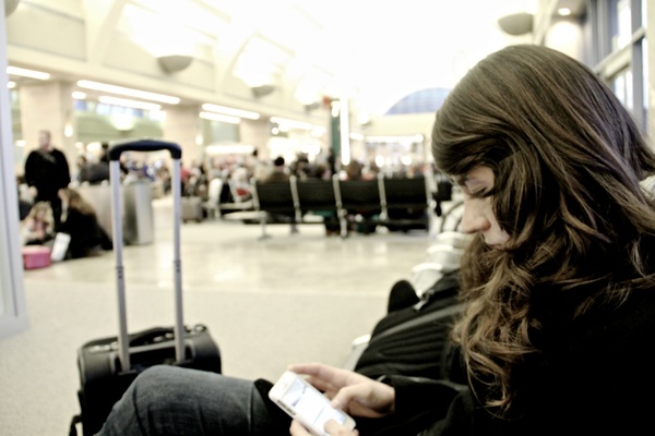 woman waiting at the airport