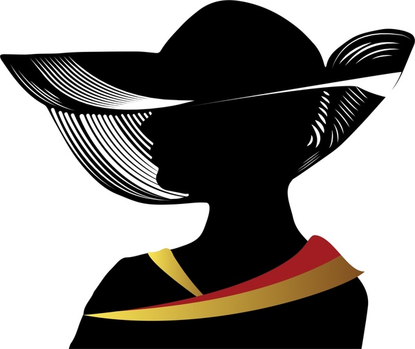 woman wearing hat vector illustration with silhouette style