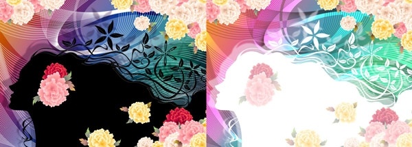 woman with flowers vector 5