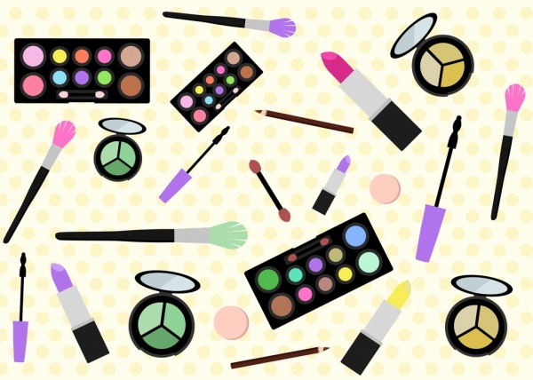 women make up tools design various colored icons