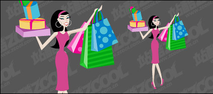 Women shopping vector material