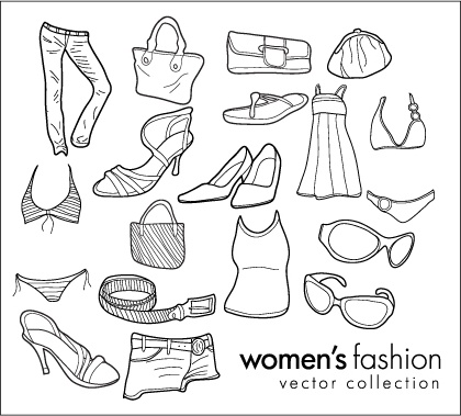 women wear clothing line drawing vector goods
