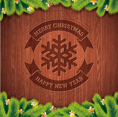 wood background christmas and new year vector