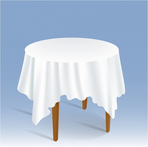 Wood Round Table with Tablecloth 