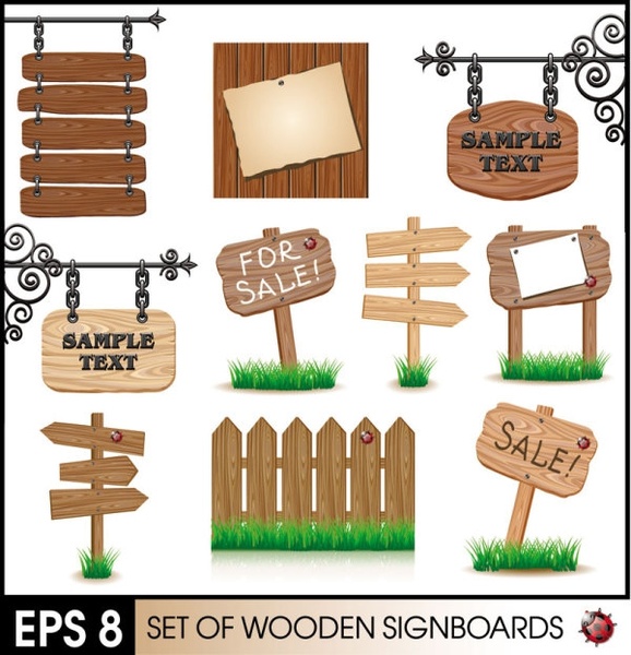 wood signs 02 vector