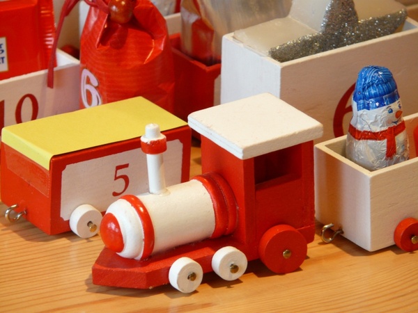 wooden train toys advent calendar