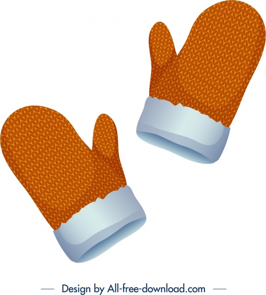 woolen gloves icons orange mockup design