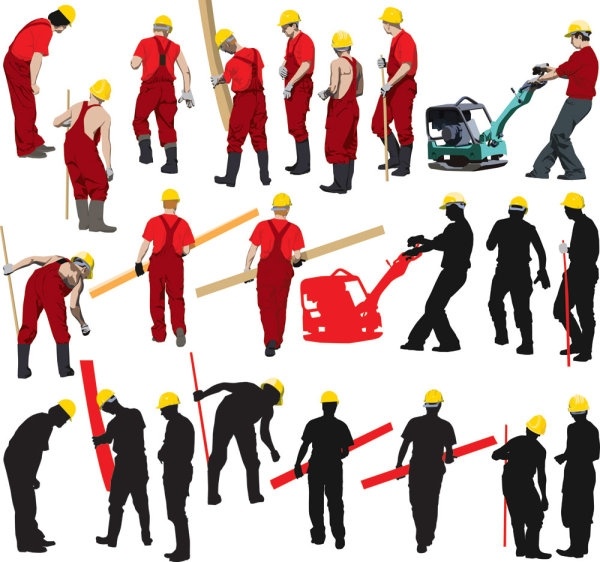 workers with the silhouette image 04 vector