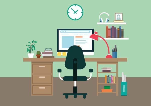 working place vector illustration with colored style