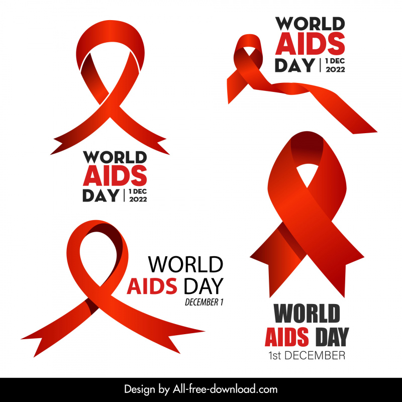 world aids day logotype modern elegant 3d ribbon shapes outline 