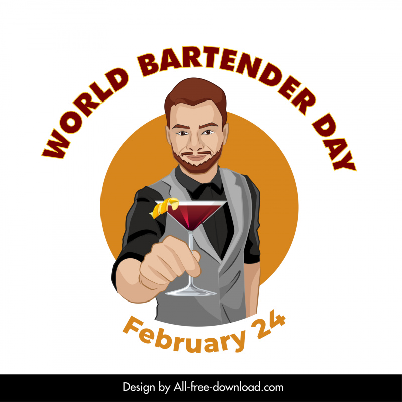 world bartender day poster template cartoon character outline 