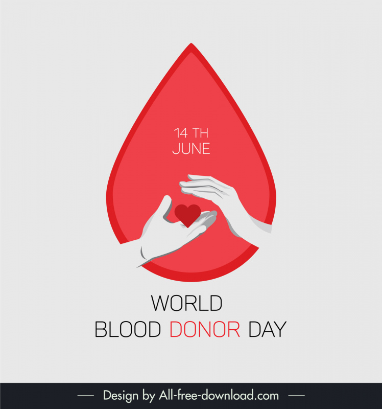 world blood donation day banner template hands heart droplet shape sketch
