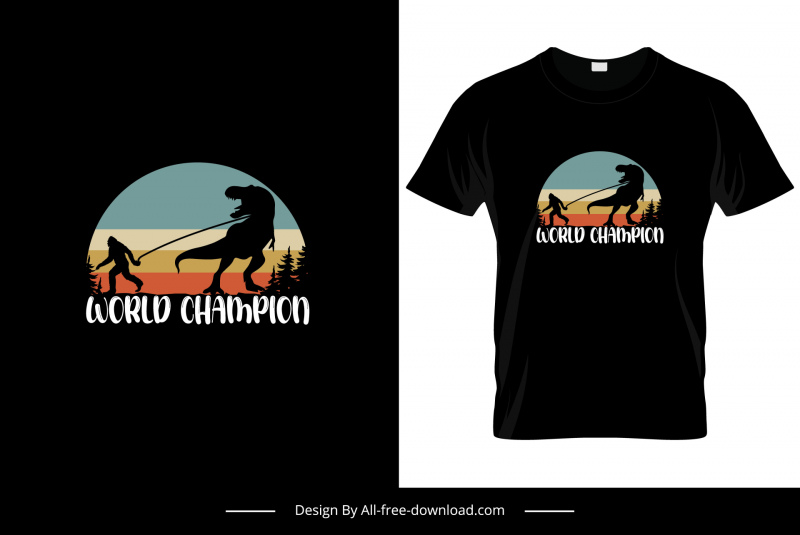 world champion tshirt template silhouette human dinosaur isolation design