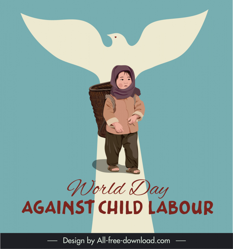 World day against child labour banner template cute kid dove sketch Vectors  graphic art designs in editable .ai .eps .svg .cdr format free and easy  download unlimit id:6924460