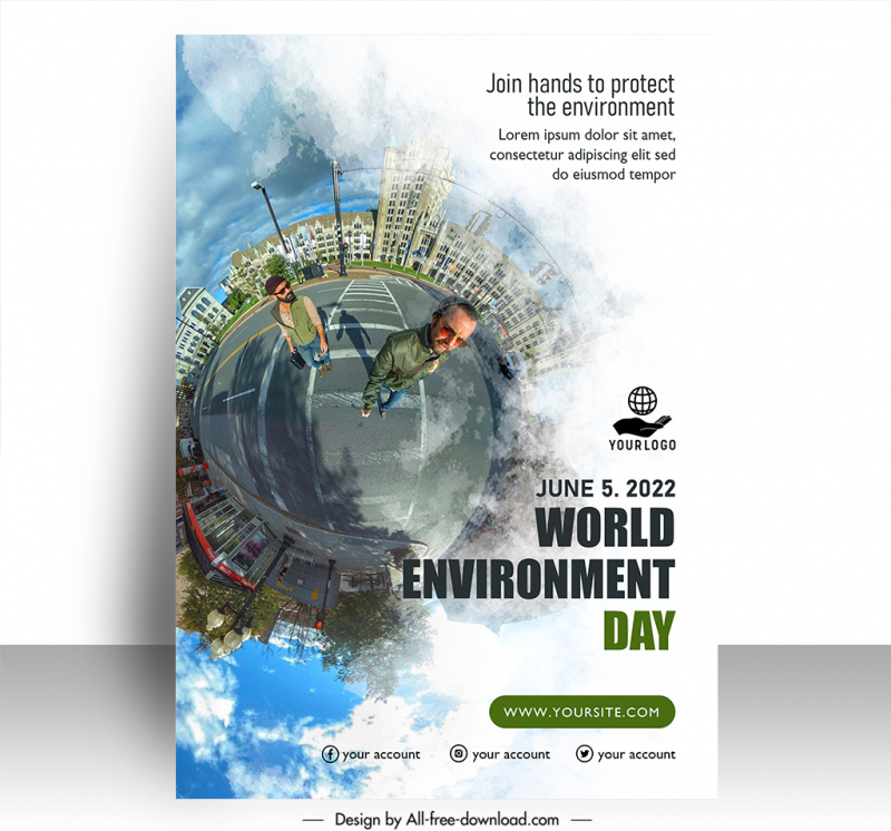 world environment day poster template modern realistic panorama design 