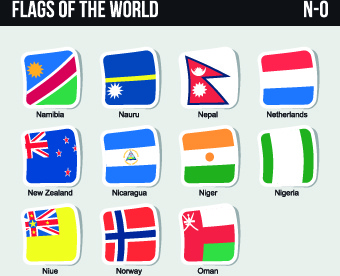 world flags stickers design vector set
