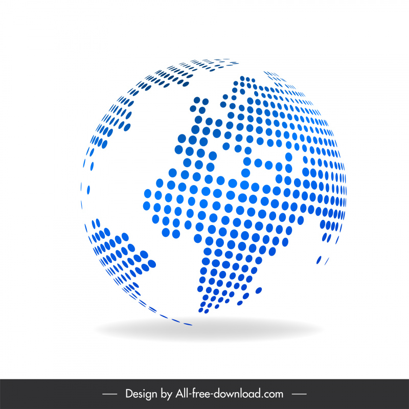 world globe icon 3d round dots sketch