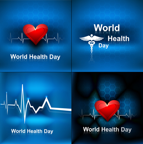 world health day collection set background concept with medical symbol vector illustration