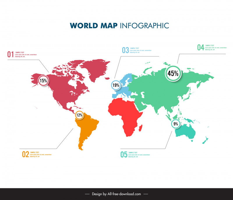 world map infographic template colorful elegance 
