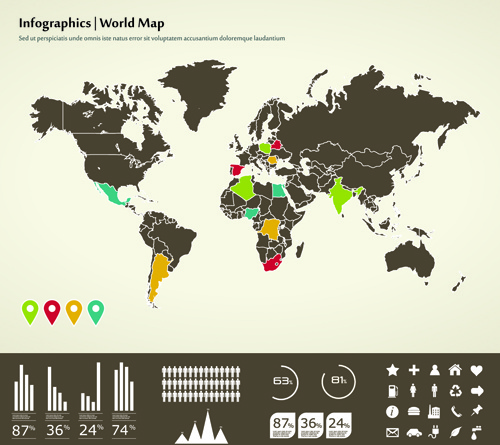 world map with infographic vector