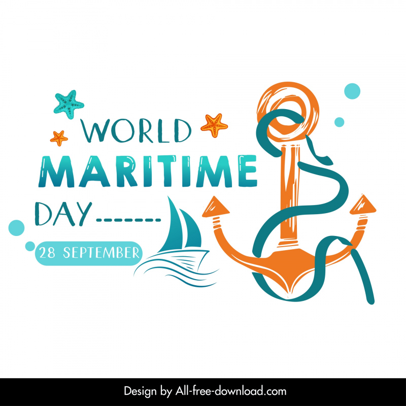 world maritime day design elements dynamic anchor rope vessel