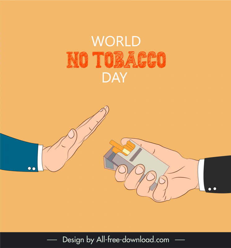 world no tobacco day banner hand rejecting cigarette sketch