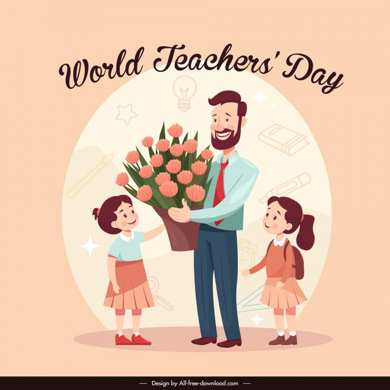 world teachers day banner template cute cartoon 