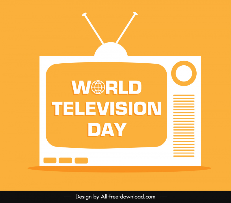 world television day banner template flat silhouette classic tv object stylized texts outline 