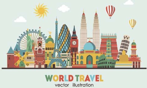 world travel design elements vector illustration
