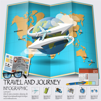 world travel infographics vector set