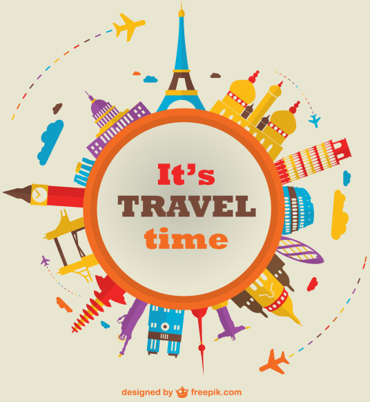 world travel time vector background