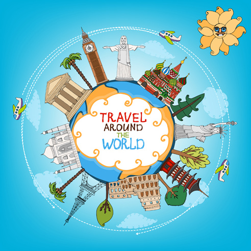 world travelling elements creative vector set