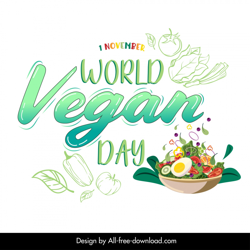 world vegan day typography design elements dynamic salad 