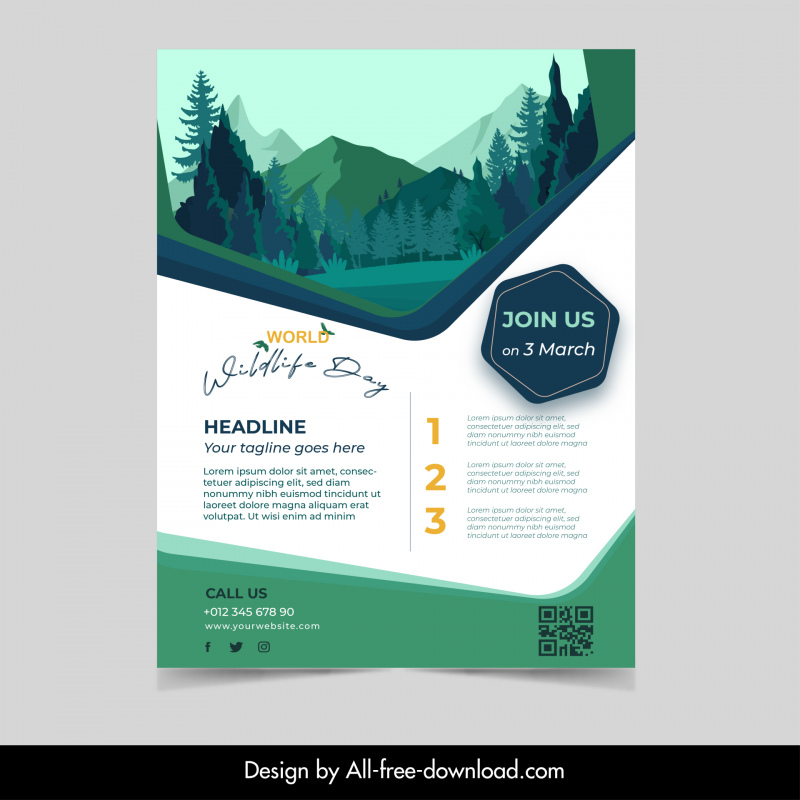 world wildlife day flyer template nature scenery decor