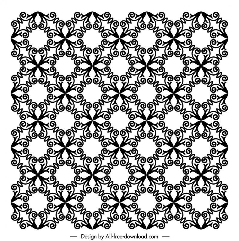 wreath pattern template black white flat classic illusion symmetry