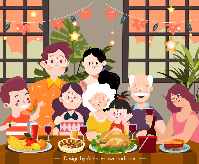 xmas family reunion backdrop cute cartoon